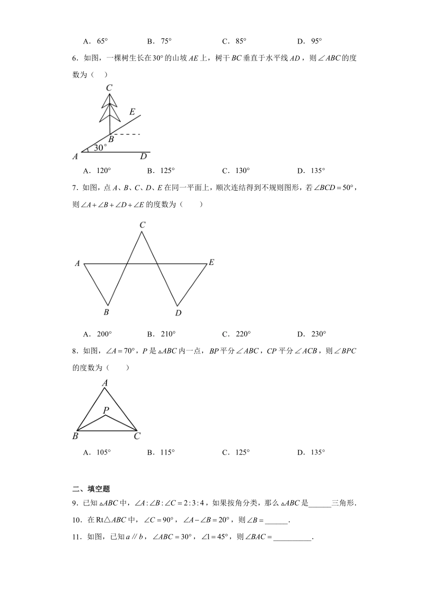 人教版八年级上册数学 11.2与三角形有关的角 同步练习（含答案）