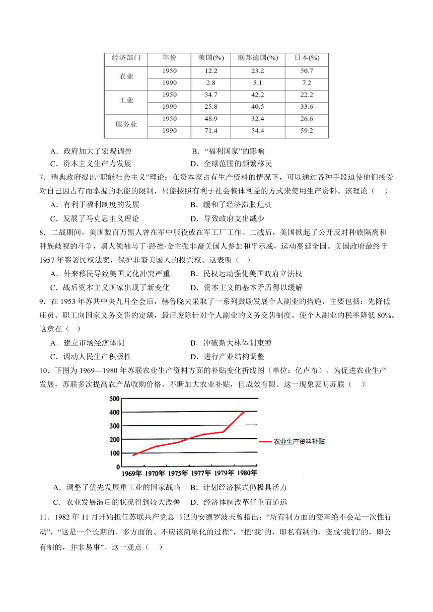 第八单元 20世纪下半叶世界的新变化 单元检测（含解析） 2023-2024学年高一统编版2019必修中外历史纲要下册