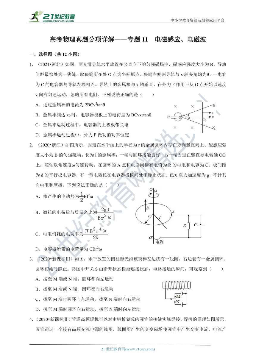 五年（2017-2021）高考物理真题分项详解  专题11  电磁感应、电磁波