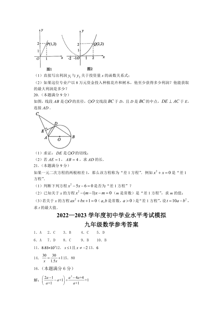 2023年山东省济宁市梁山县中考一模数学试题（含答案）