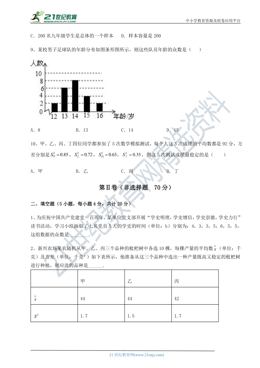 【最新强化训练】沪教版(上海)九下 第二十八章统计初步专题攻克试题(含答案解析)