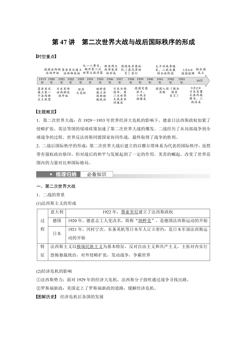 第47讲 第二次世界大战与战后国际秩序的形成 学案（含解析）2024届高考一轮复习历史（新教材浙江专用）