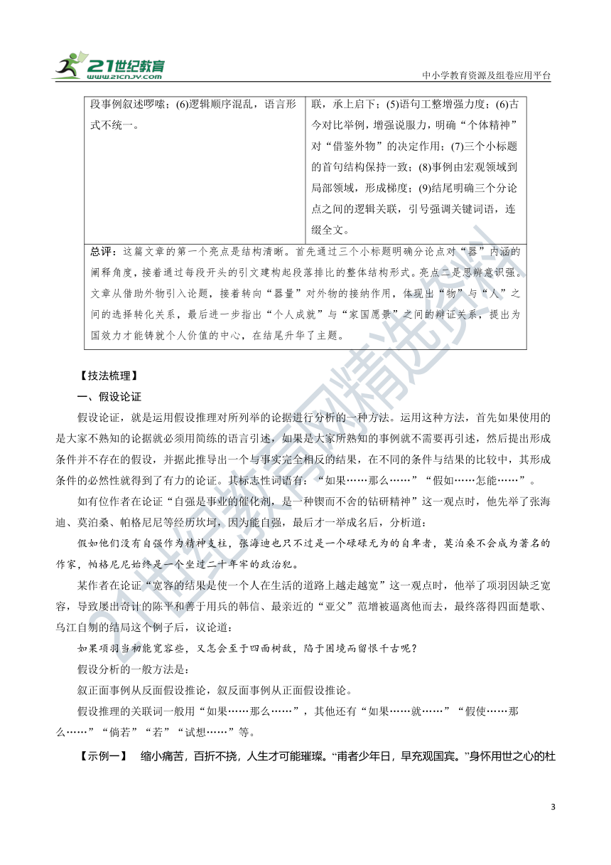 【备考2022】高考语文二轮 专题20 善论证和显观点 学案