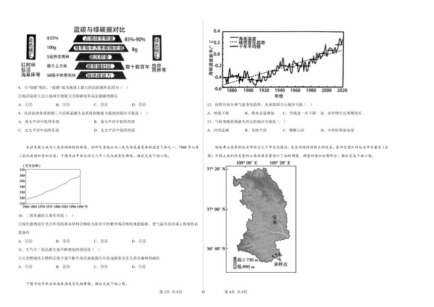 2.1碳排放与环境安全同步练习（解析版）