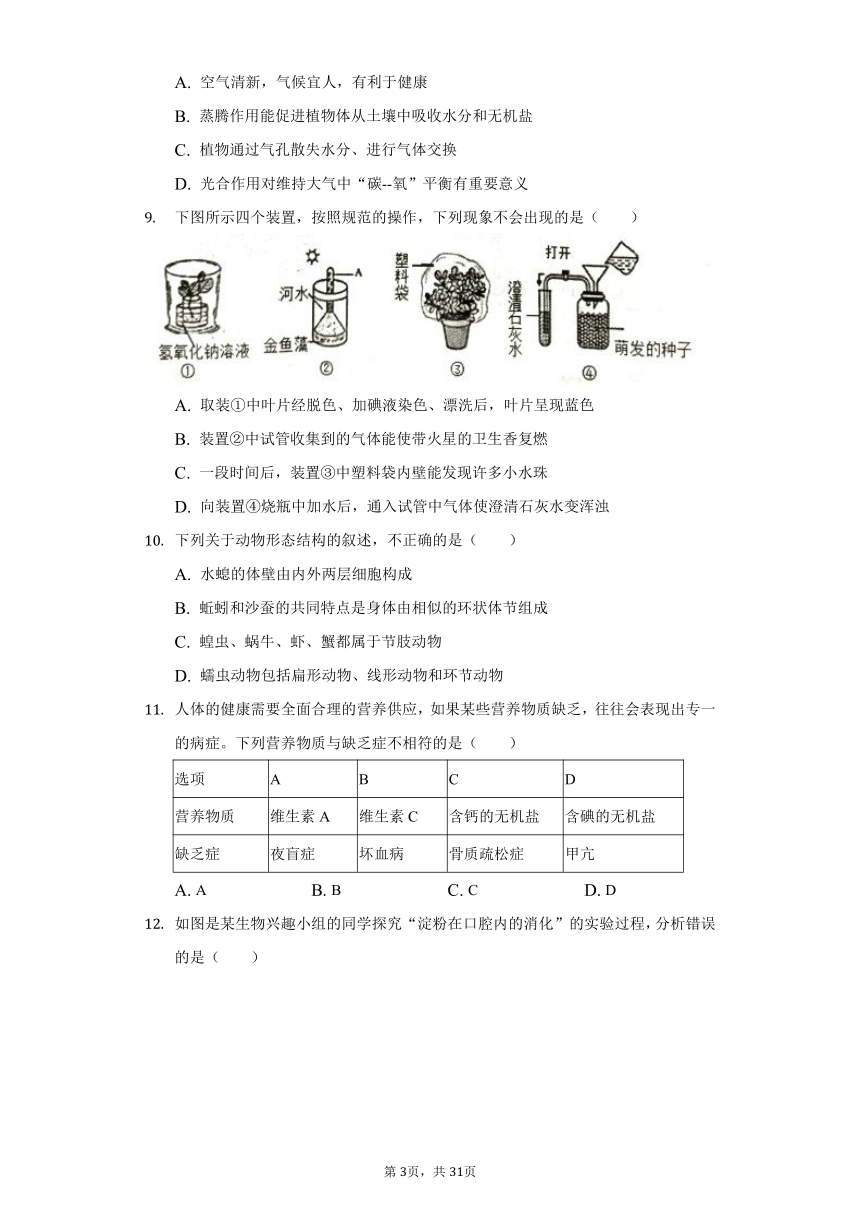 2020-2021学年山东省济南市济阳区八年级（下）期中生物试卷（word版含解析）