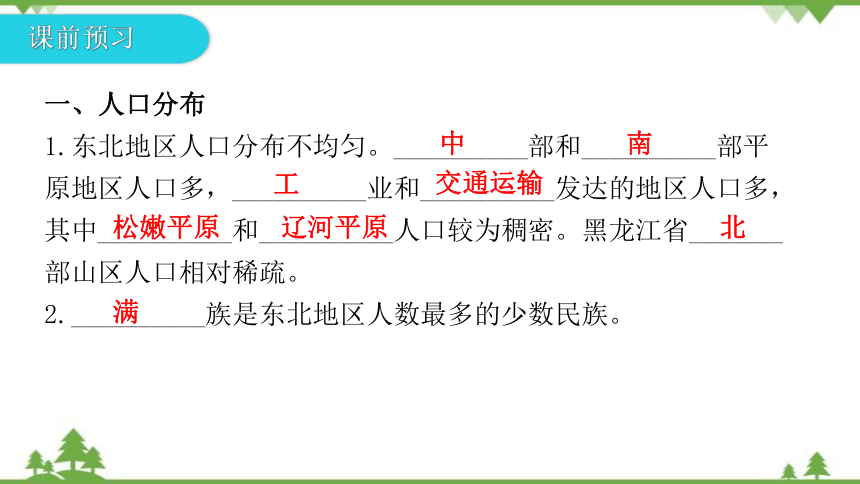 湘教版地理八年级下册 第六章第二节  东北地区的人口与城市分布  习题课件(共25张PPT)