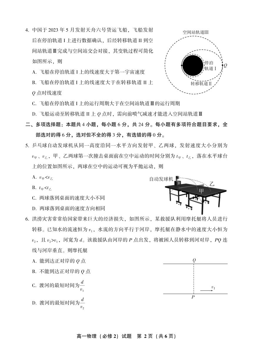 福建省漳州市2022-2023学年高一下学期期末考试物理试题（PDF版含答案）