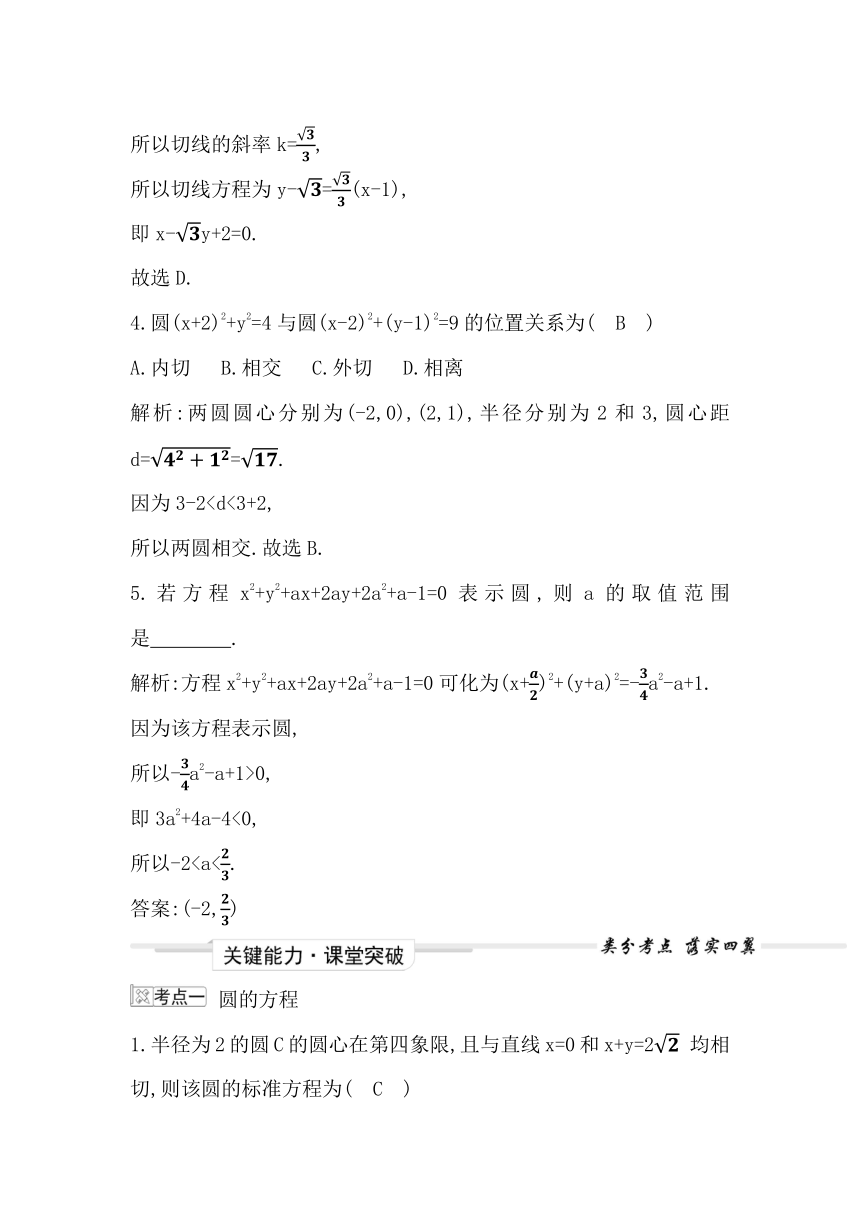 2023届高考一轮复习导与练(选择性必修第一册)第八章第2节 圆与方程 讲义（Word版含答案）