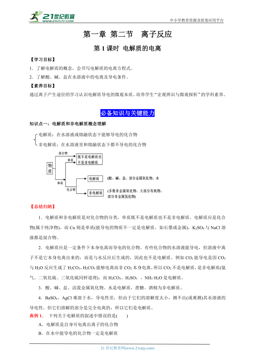 第一章  第二节  第1课时 电解质的电离