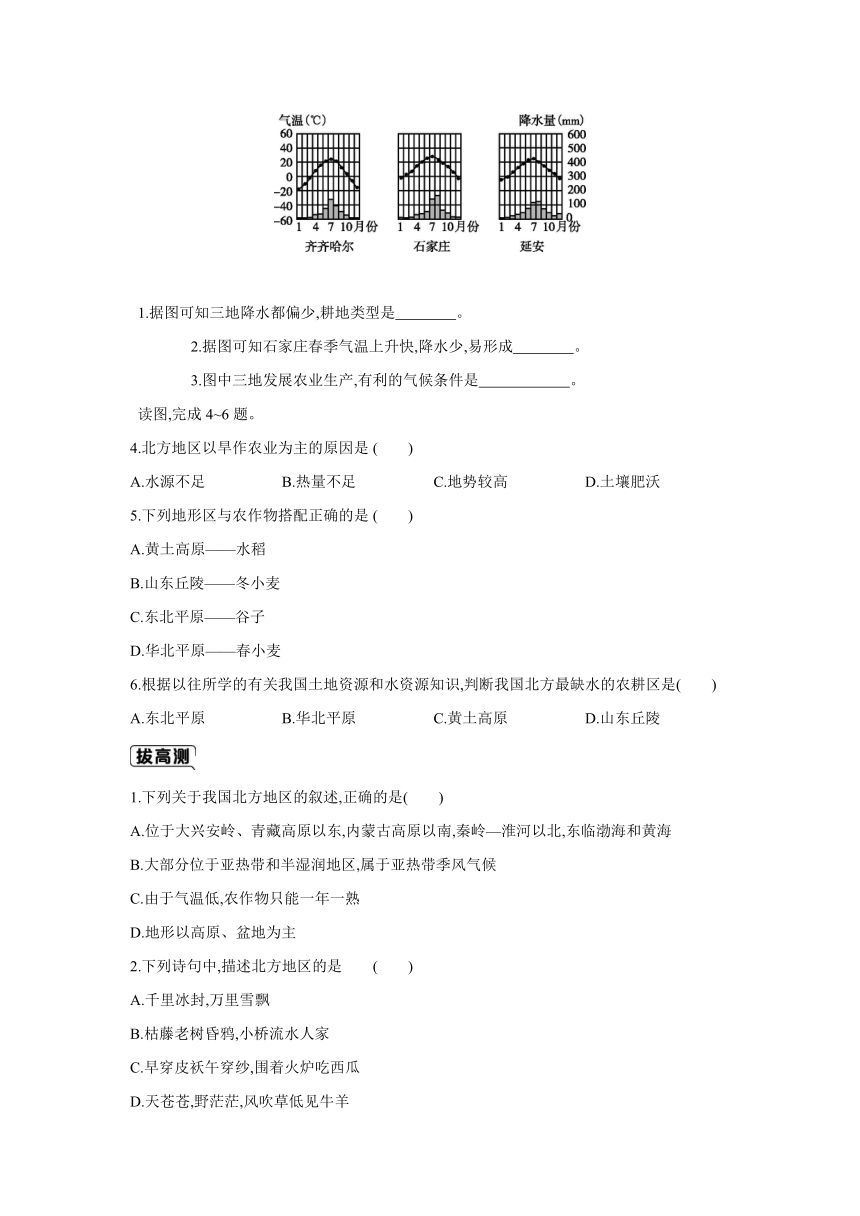 人教版地理八年级下册同步练习：6.1　自然特征与农业（Word版含答案）