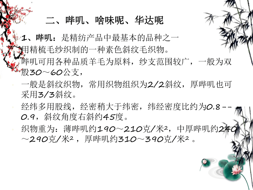 4.1 毛织物概述3 课件(共21张PPT)- 《纺织品设计》同步教学（纺织出版社）