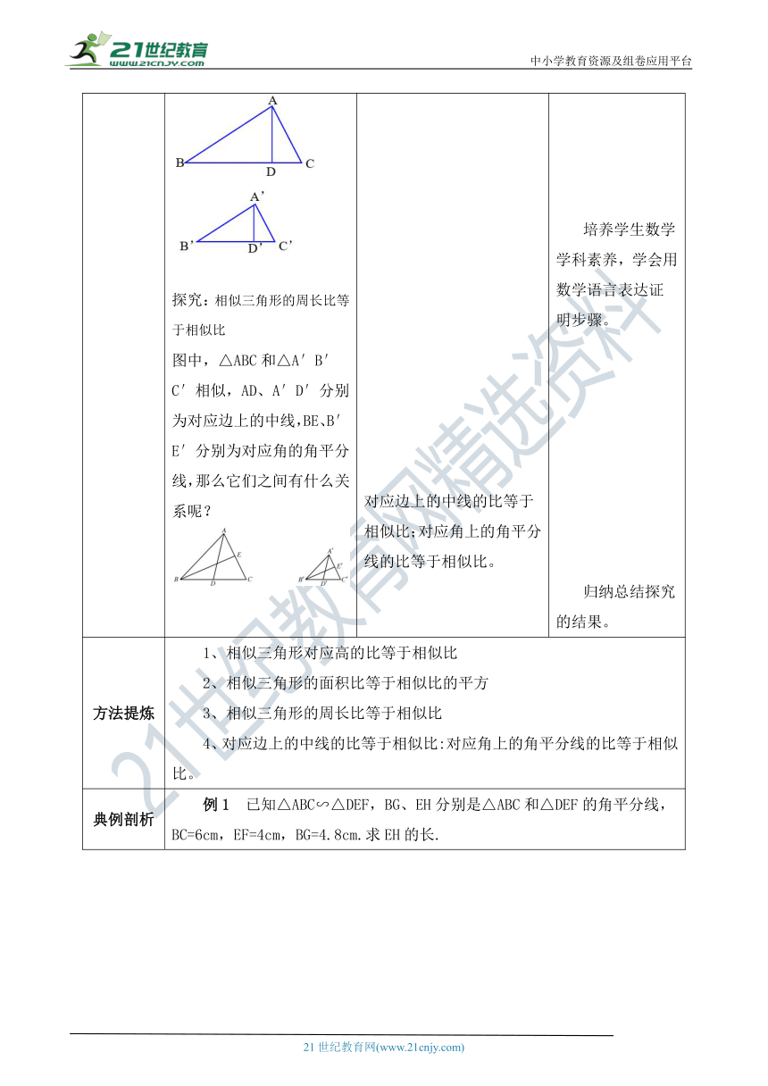 【精品原创】人教版数学九年级下册 27.2.2 《相似三角形的性质》教案