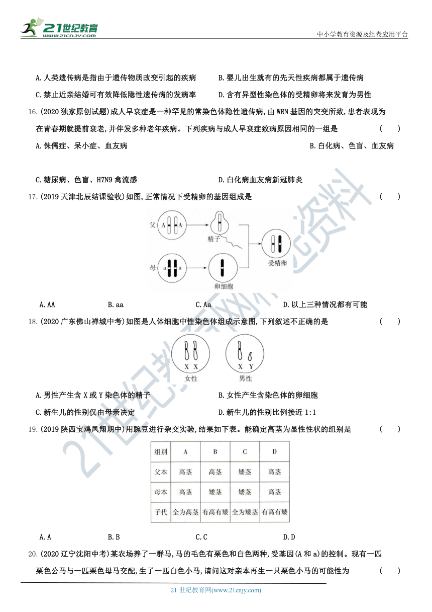 人教版7.2 生物的遗传与变异 综合测试（含解析）