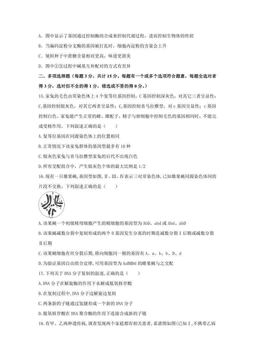 陕西省西安市蓝田县蓝田县城关中学大学区联考2023-2024学年高一下学期3月月考生物试题（含答案）