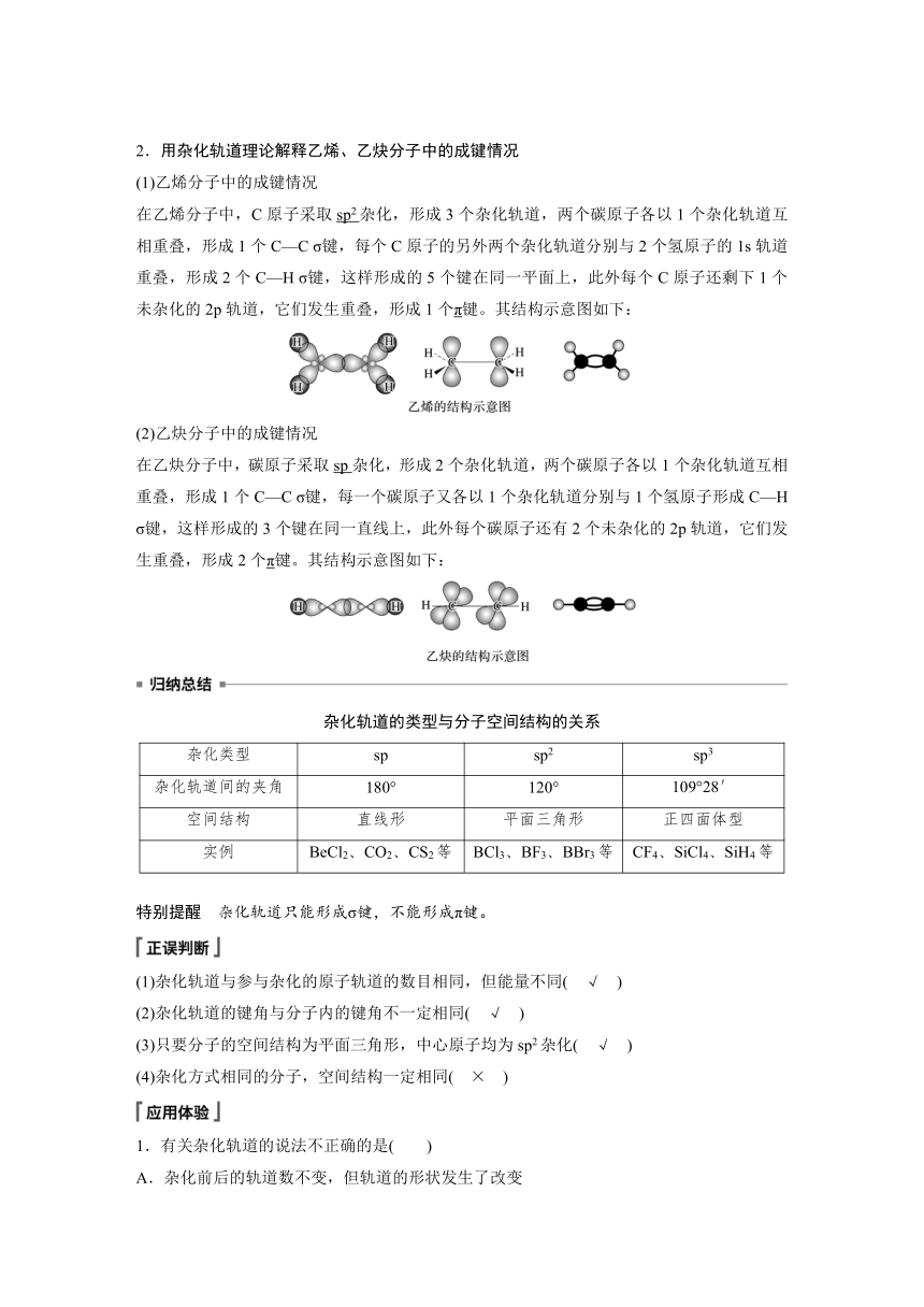 高中化学苏教版（2021） 选择性必修2 专题4 第一单元 第1课时　杂化轨道理论与分子空间结构