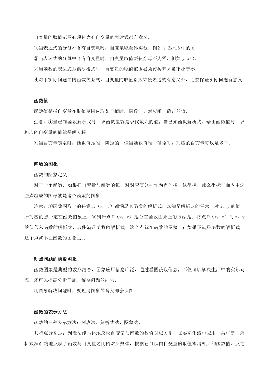 人教版八年级下册第十九章一次函数【知识梳理素材】