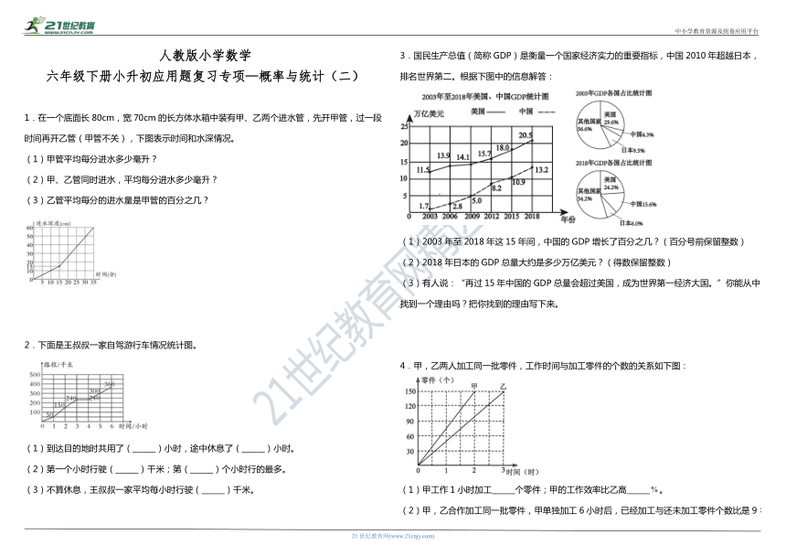 人教版小学数学六年级下册小升初应用题复习专项—概率与统计（二）（含答案）