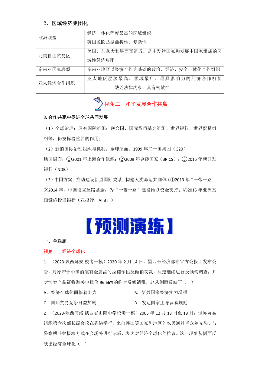 热点11  经济全球化趋势-高考历史专练（新高考专用）（含解析）