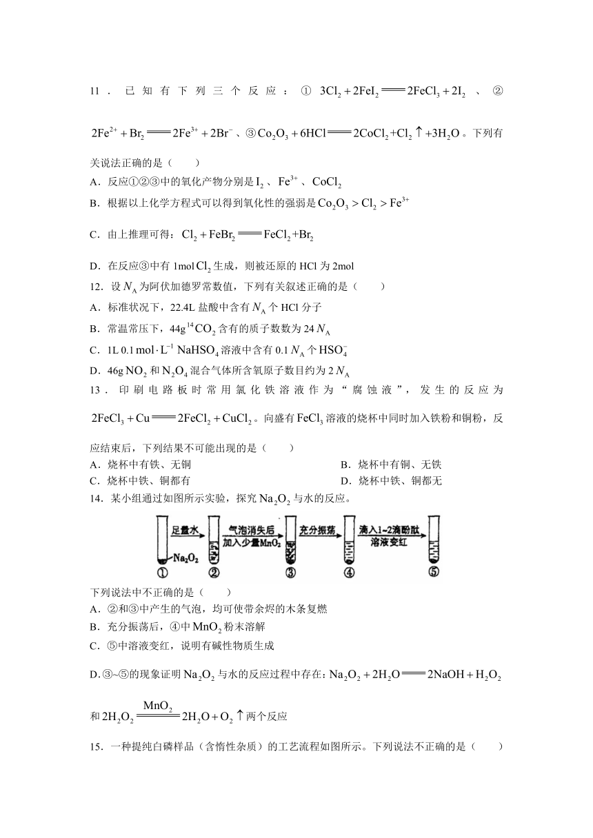 广东省广州市番禺区2022-2023学年高一下学期开学统考综合练习化学试题（含答案）