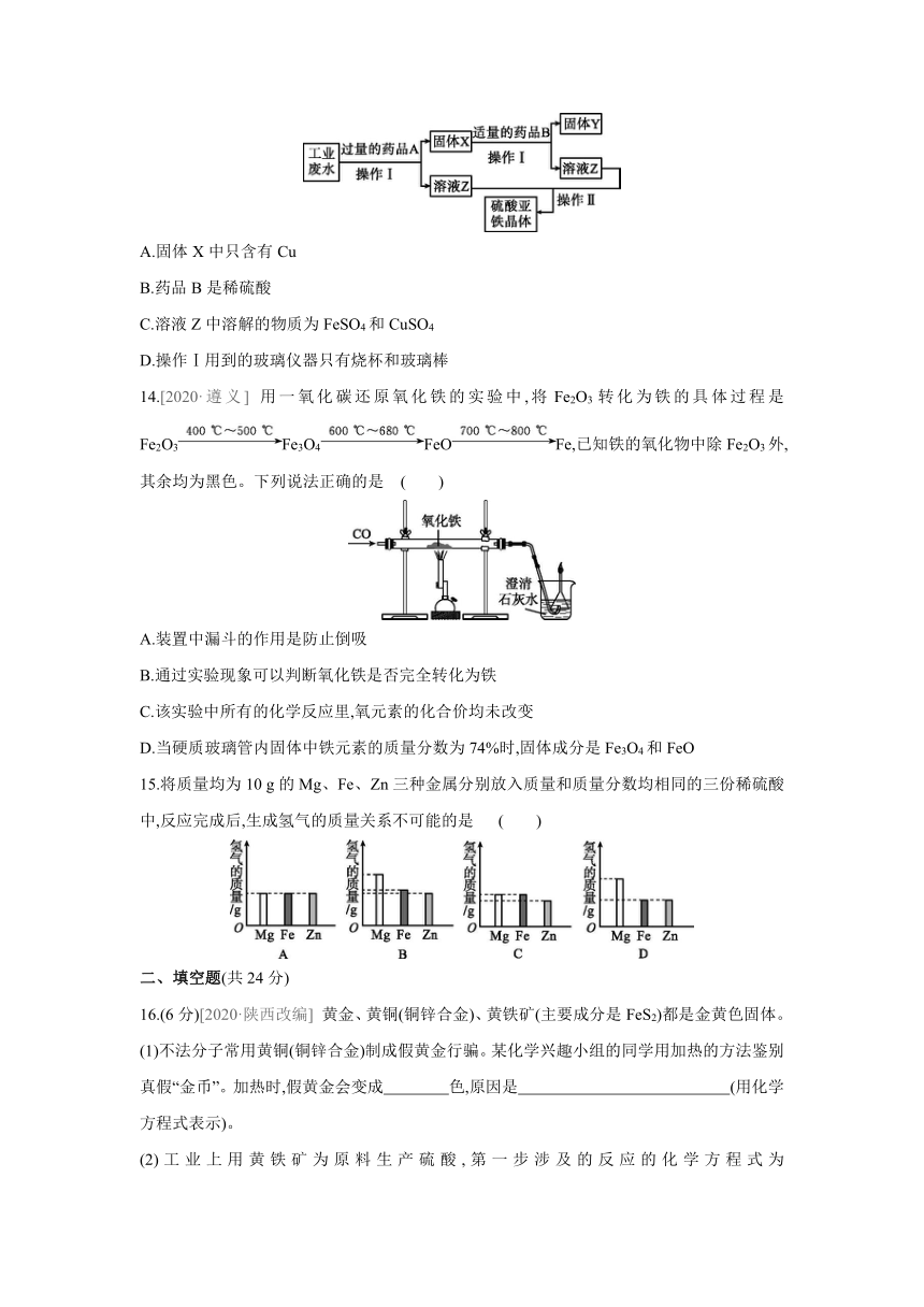 沪教版（全国）化学九年级上册课课练：第5章　金属的冶炼与利用  自我综合评价（word版  有答案）