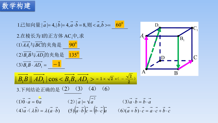 苏教版（2019）高中数学选择性必修第二册 6.1.2空间向量的数量积运算（24张PPT