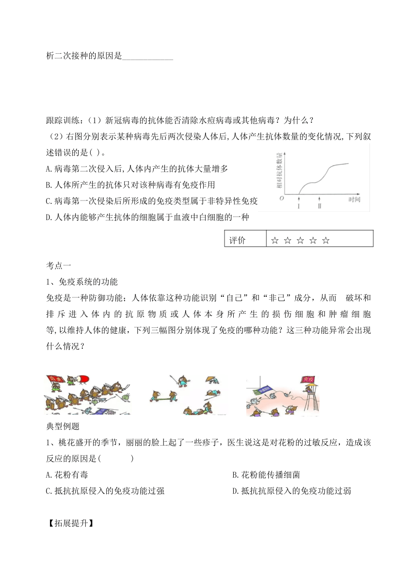 2024学年济南版生物中考复习专题十二免疫与健康第一课时人体的免疫功能学历案（无答案）