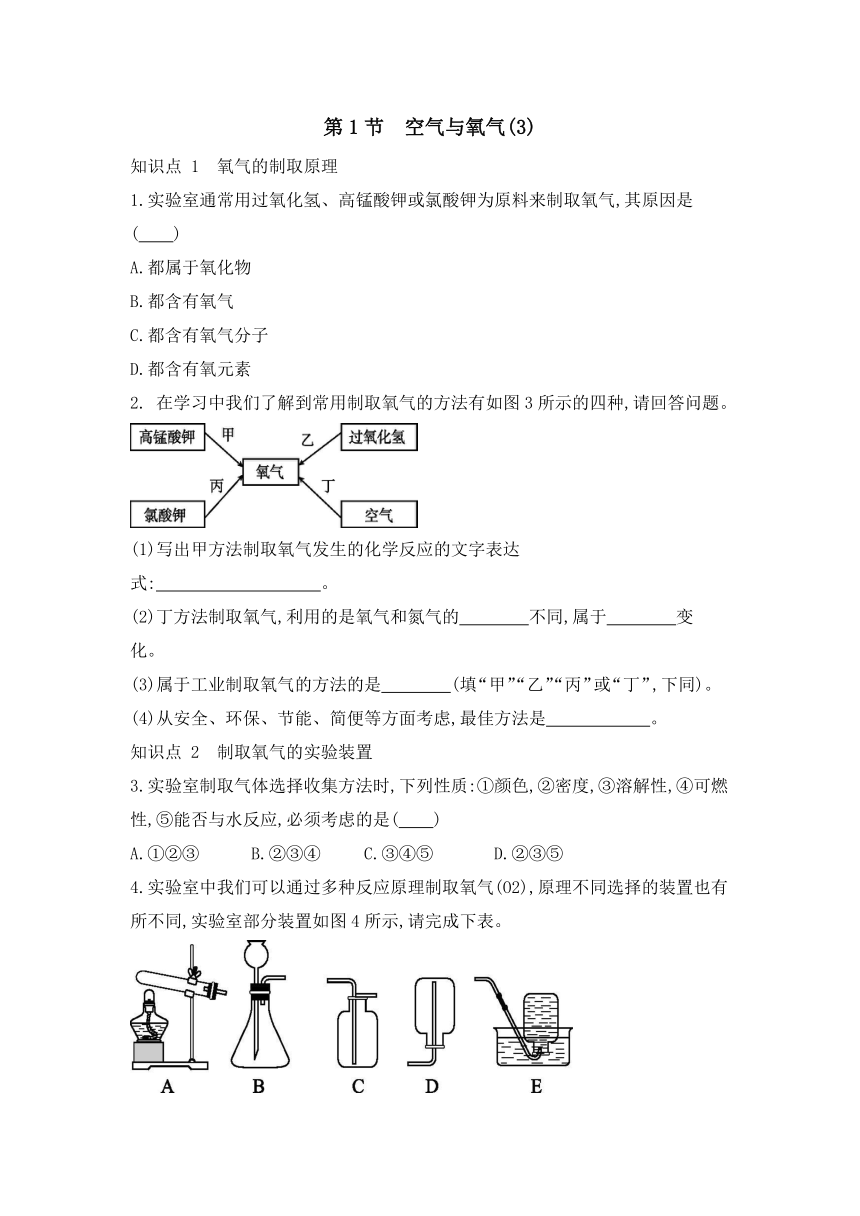 浙教版八年级科学下册同步课时练习：3.1　空气与氧气  第3课时（含答案）