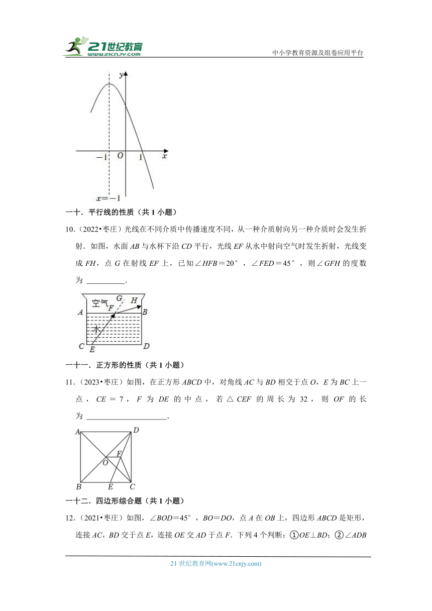 山东省枣庄市2021-2023三年中考数学真题分类汇编-02填空题知识点分类（含解析）