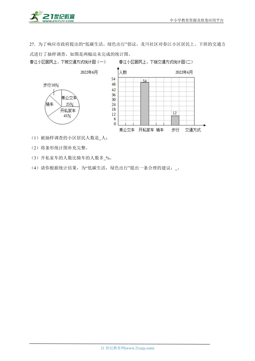 小升初模拟测试卷-小学数学六年级下册北师大版（含解析）