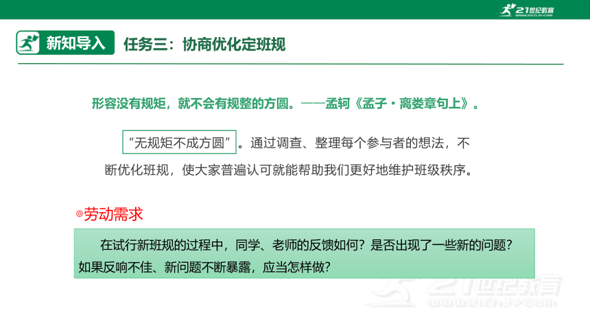 【浙教版】六年级《劳动》项目三 任务三《协商优化定班规》课件