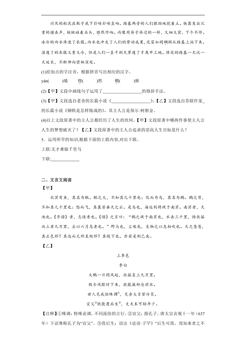 部编版语文八年级下册第六单元基础练习（含答案）