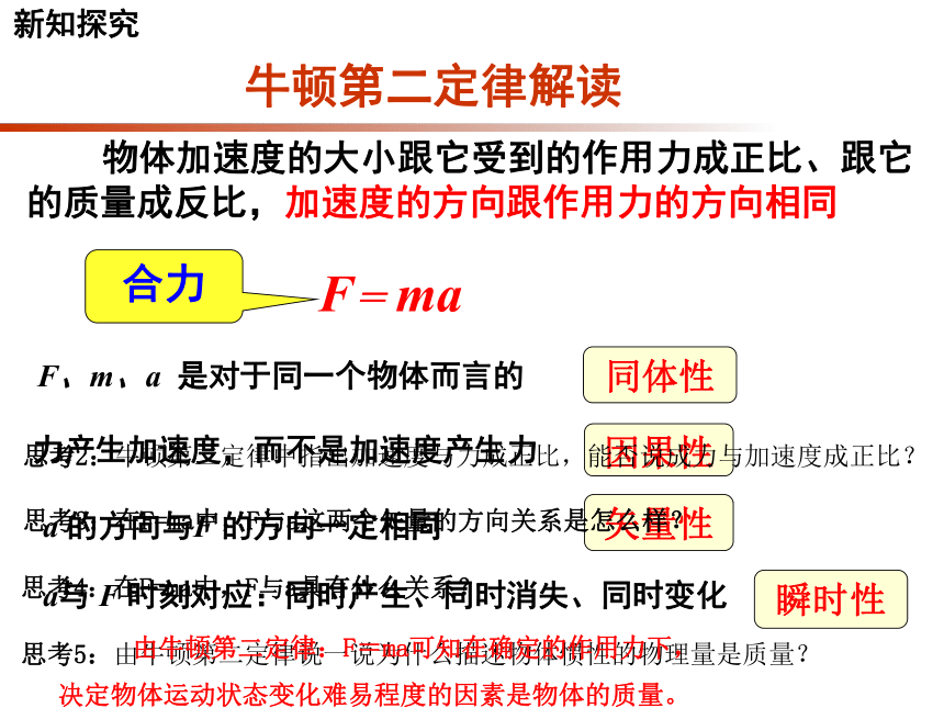 人教版（2019）必修第一册 4.3 牛顿第二定律 课件(共18张PPT)