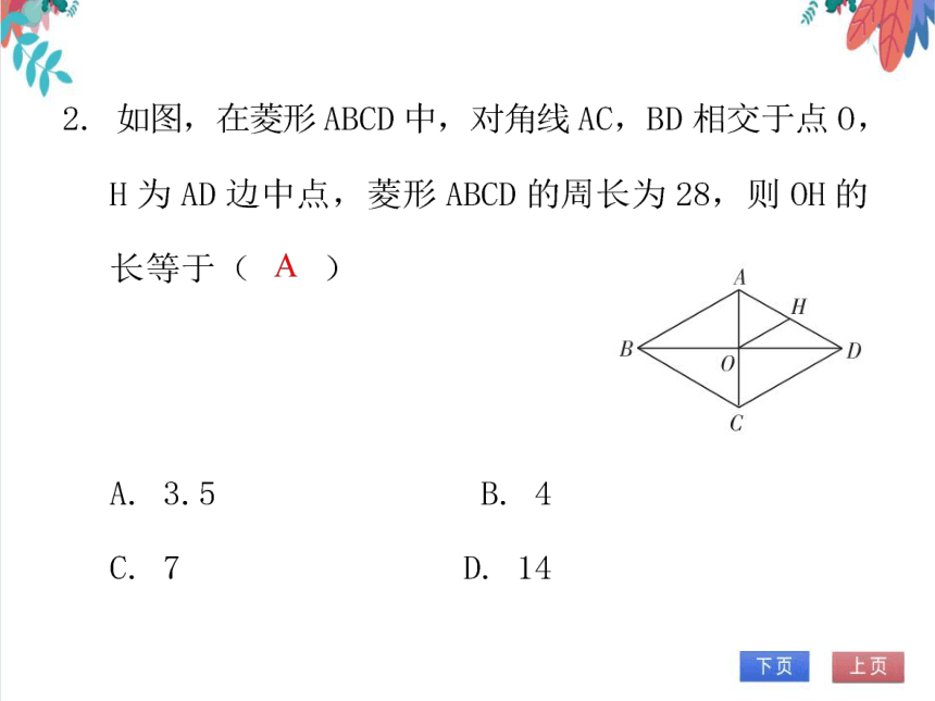 【北师大版】数学九年级（上）1.1.1 菱形的性质 习题课件