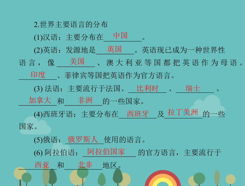 湘教版地理七年级上册 第三章第三节《世界的语言与宗教》学案课件(共12张PPT)