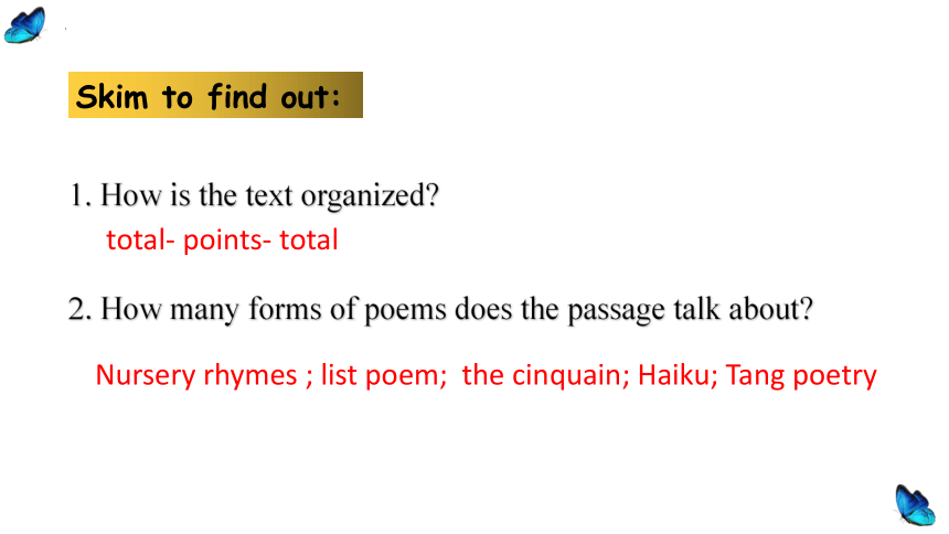 人教版选择性必修第三册Unit 5 Poems Reading and thinking 课件(共30张PPT)