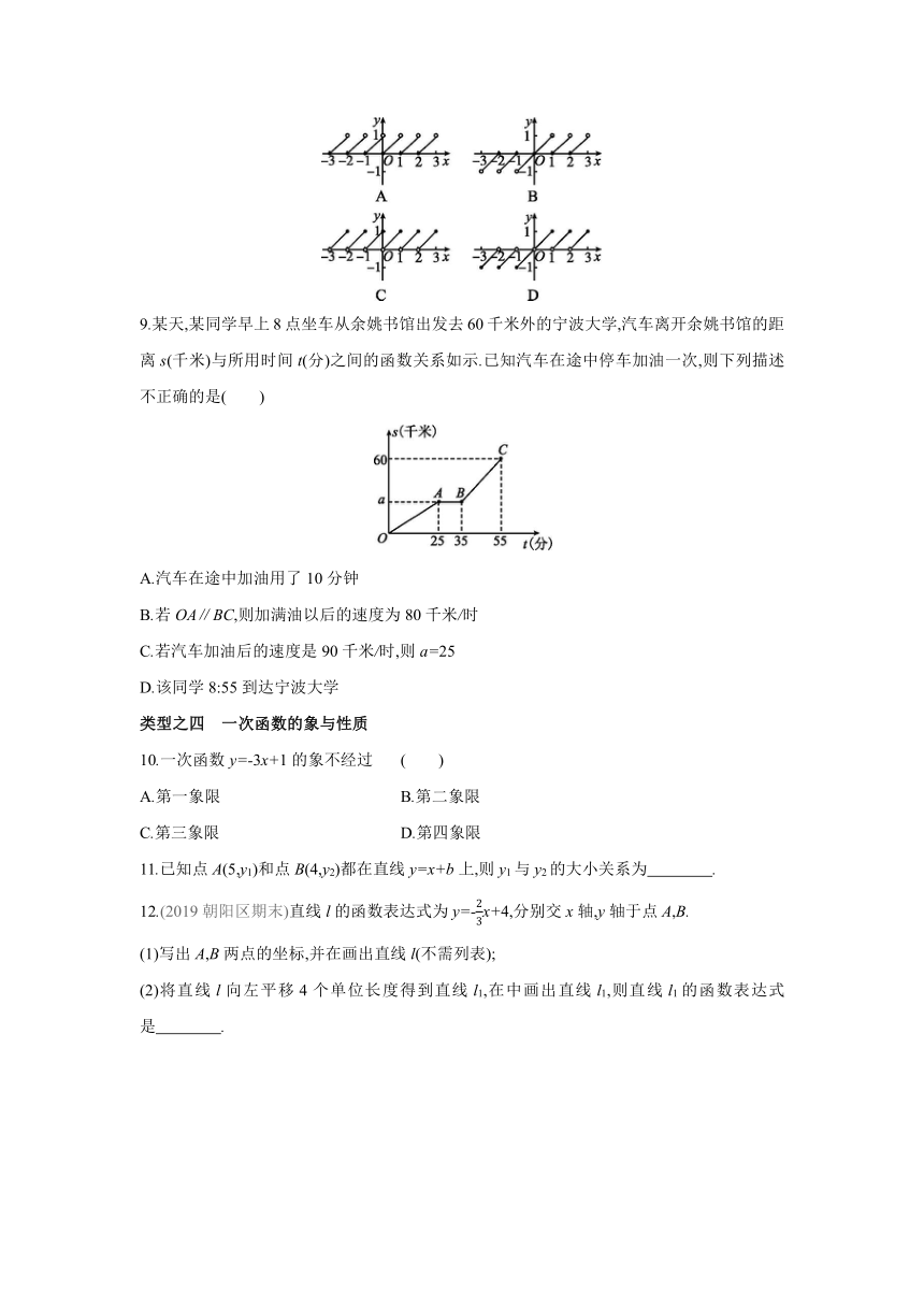 北京课改版数学八年级下册同步课时练习：第十四章  一次函数  复习小结(word版含答案)