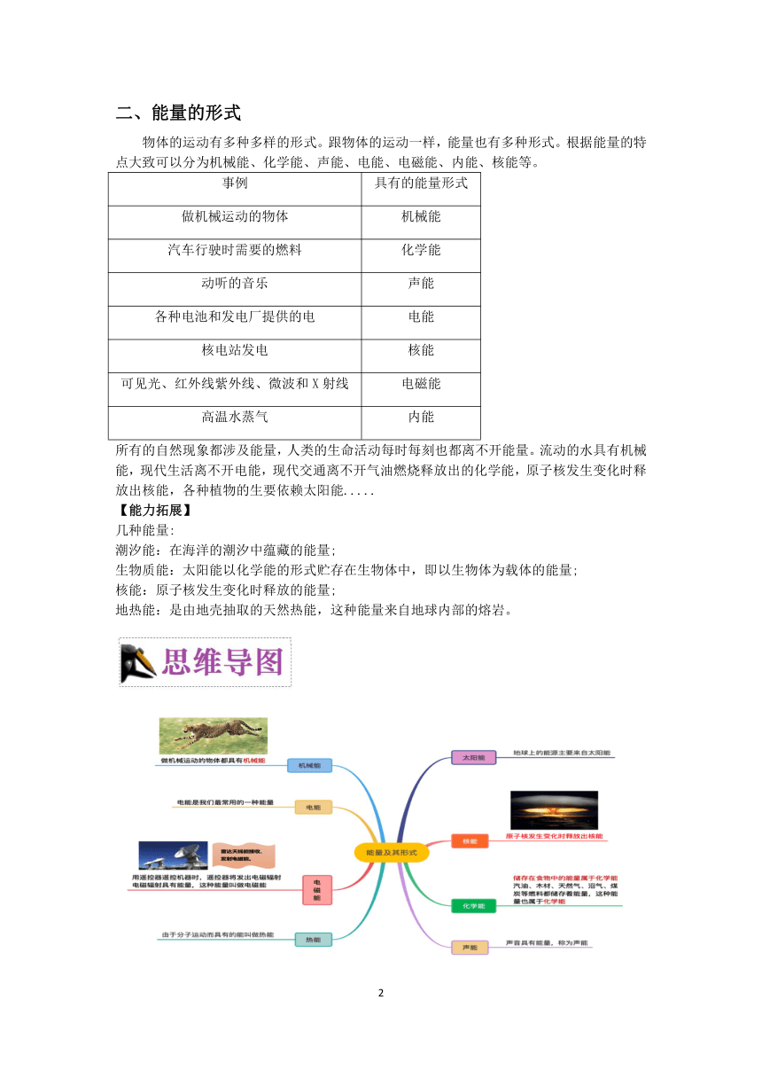 2023浙教版科学八升九暑期“快人一步”培优讲义（十一）：能量及其形式【word，含答案】