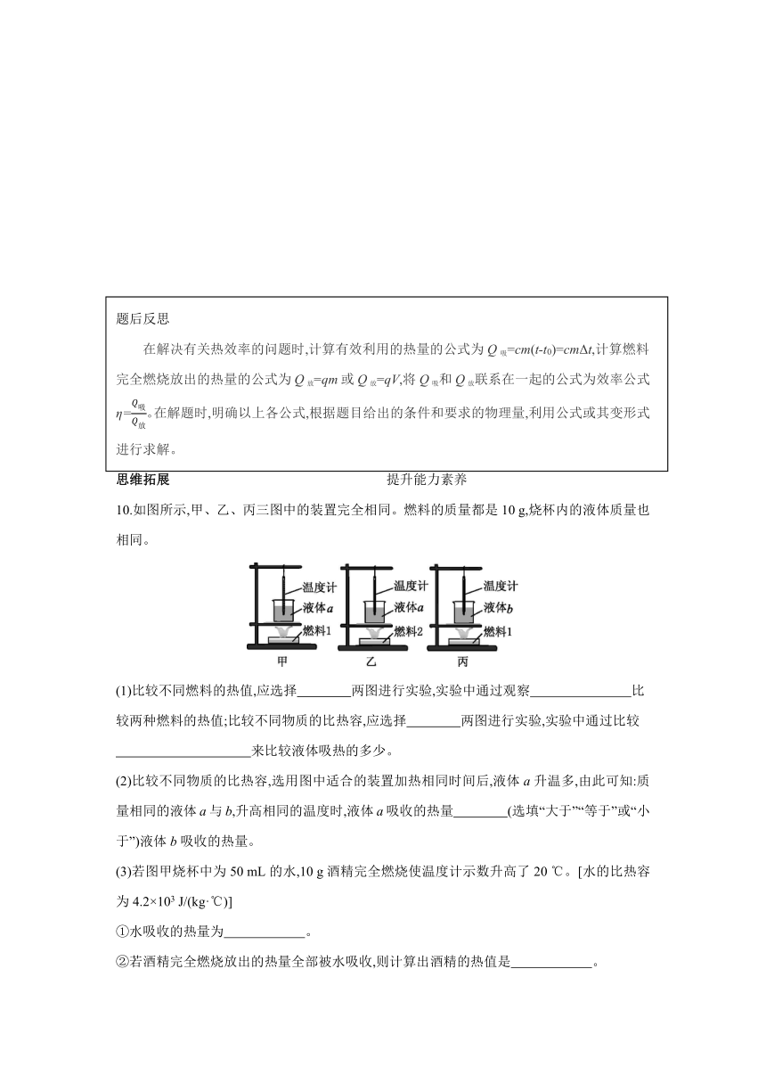 人教版物理九年级全一册同步提优训练：14.2　热机的效率（含答案）