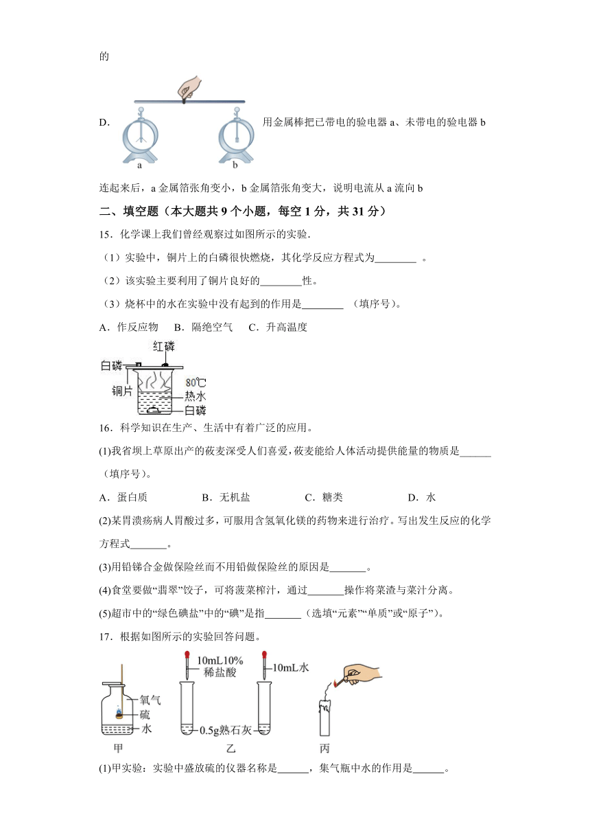 河北省邯郸市邯山区扬帆初中学校2023-2024学年九年级下学期一模理综试题-初中化学（含解析）