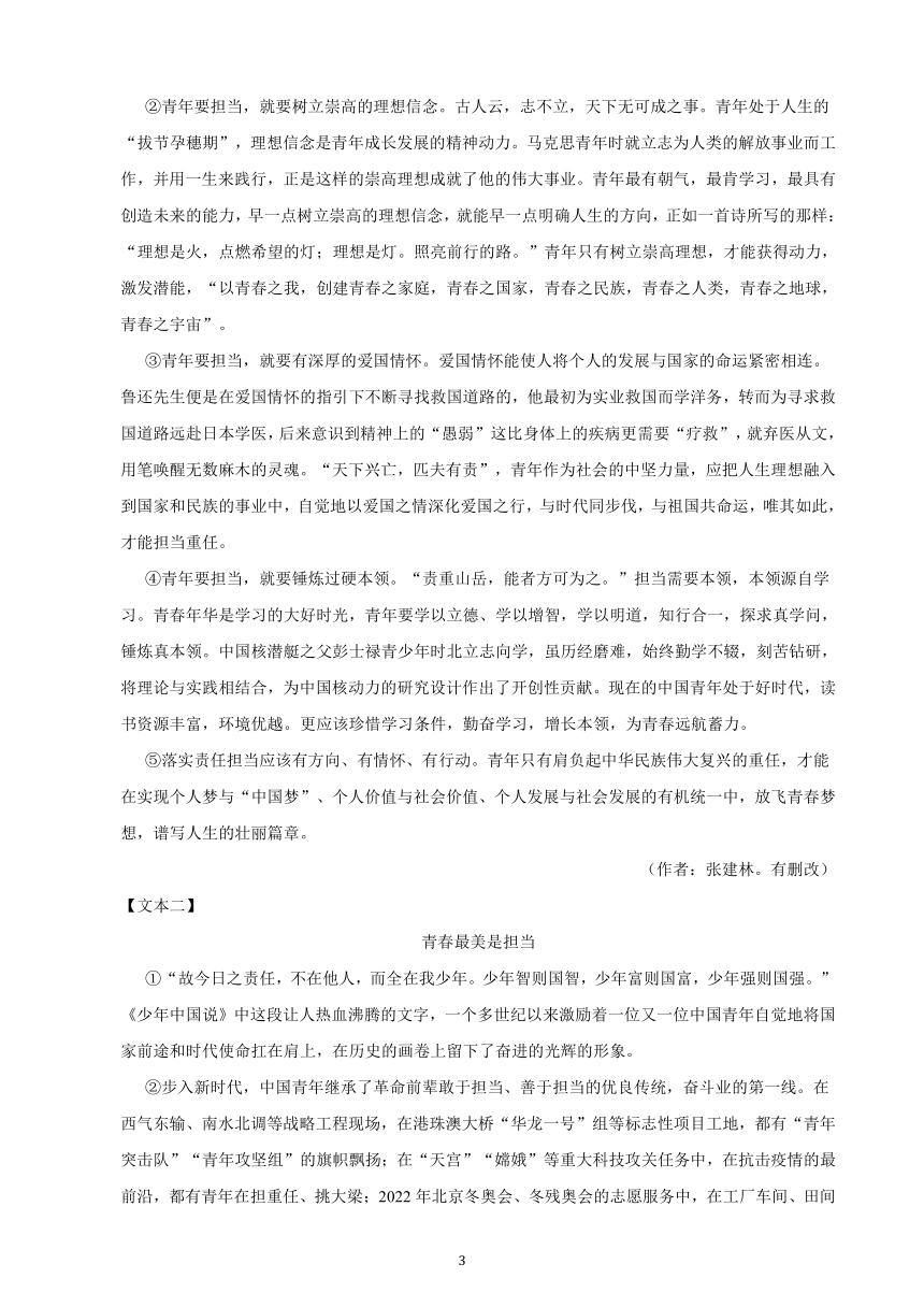 河南省2023年九年级中考备考语文专题复习：现代文阅读题（含解析）