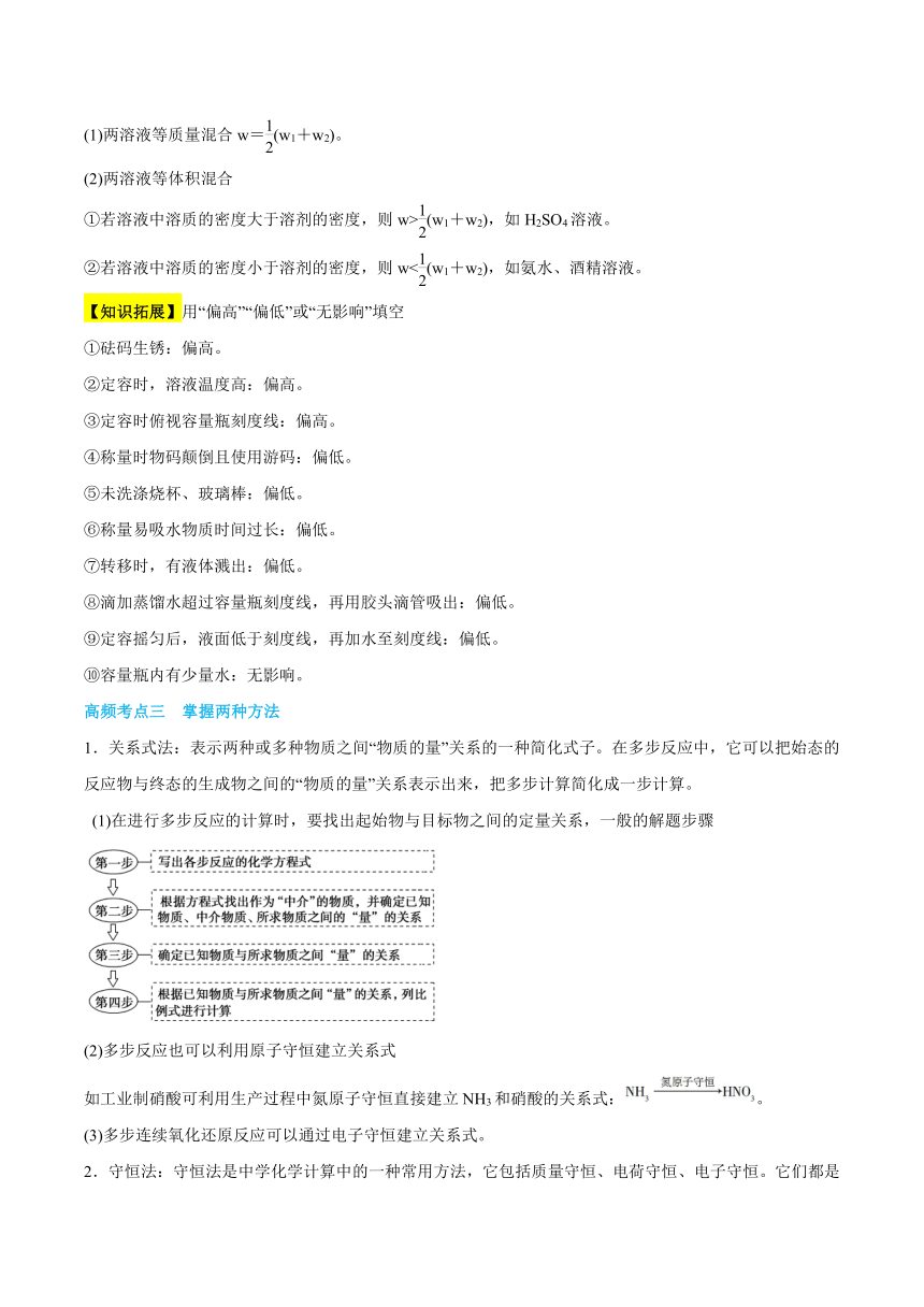 高考化学二轮专题复习知识点总结+跟踪训练（含答案） 专题02 物质的量及其化学计算 讲义