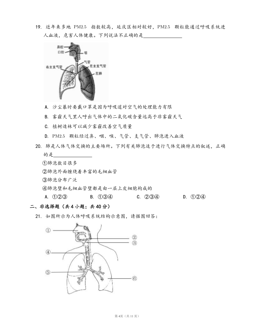 人教版七年级下册生物单元冲刺卷第四单元第三章 人体的呼吸(word版，含答案解析）