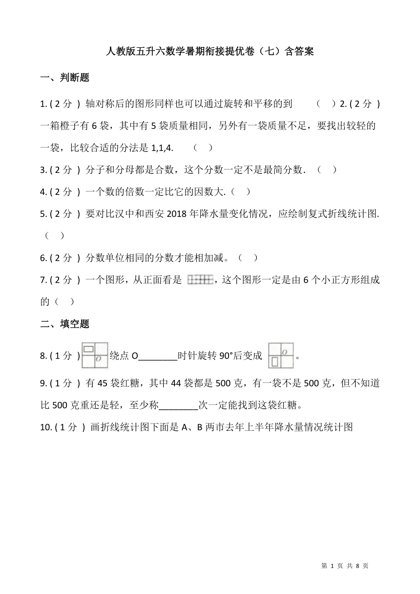 人教版五升六数学暑期衔接提优卷（七）含答案