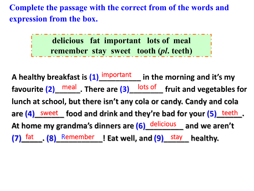 Module 4 Healthy food Unit 3 Language in use.课件