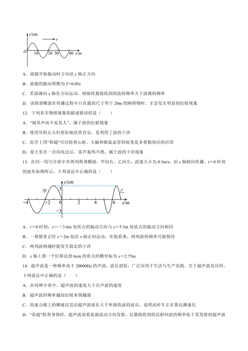 3.6多普勒效应（同步练习）（Word版含答案）