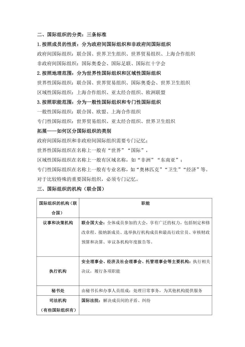 8.1日益重要的国际组织 教案2022-2023学年高中政治统编版选择性必修一当代国际政治与经济