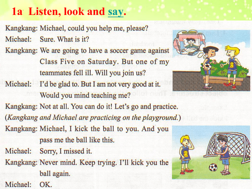 Unit 1 Topic 2 I'll kick you the ball again.Section A课件（共23张PPT，内嵌音频）