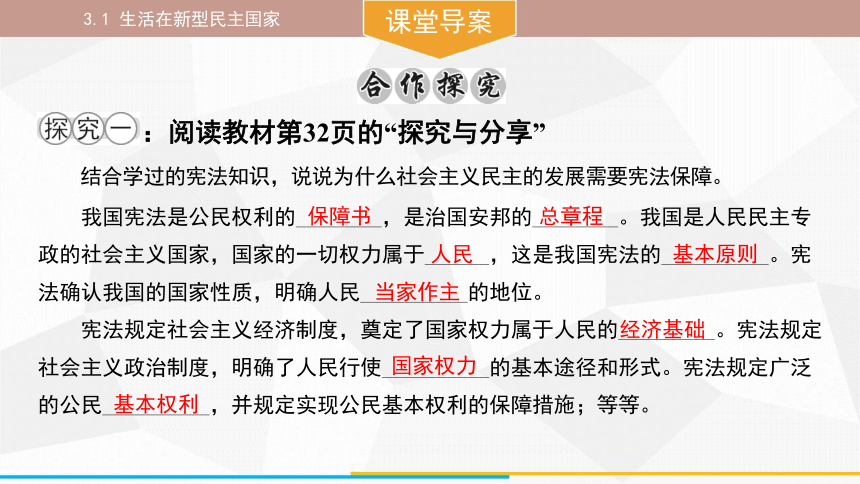 （核心素养目标）3.1 生活在新型民主国家 课件(共32张PPT) 统编版道德与法治九年级上册