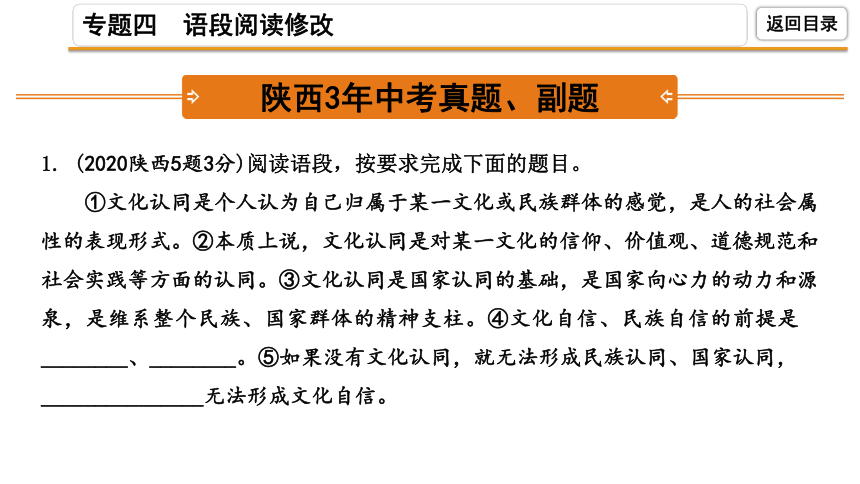 2021-2022陕西中考语文复习专题四 语段阅读修改课件 （138张ppt）