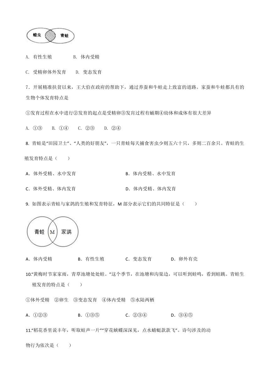 2.2两栖类动物的生殖和发育 练习-济南版八年级上册生物